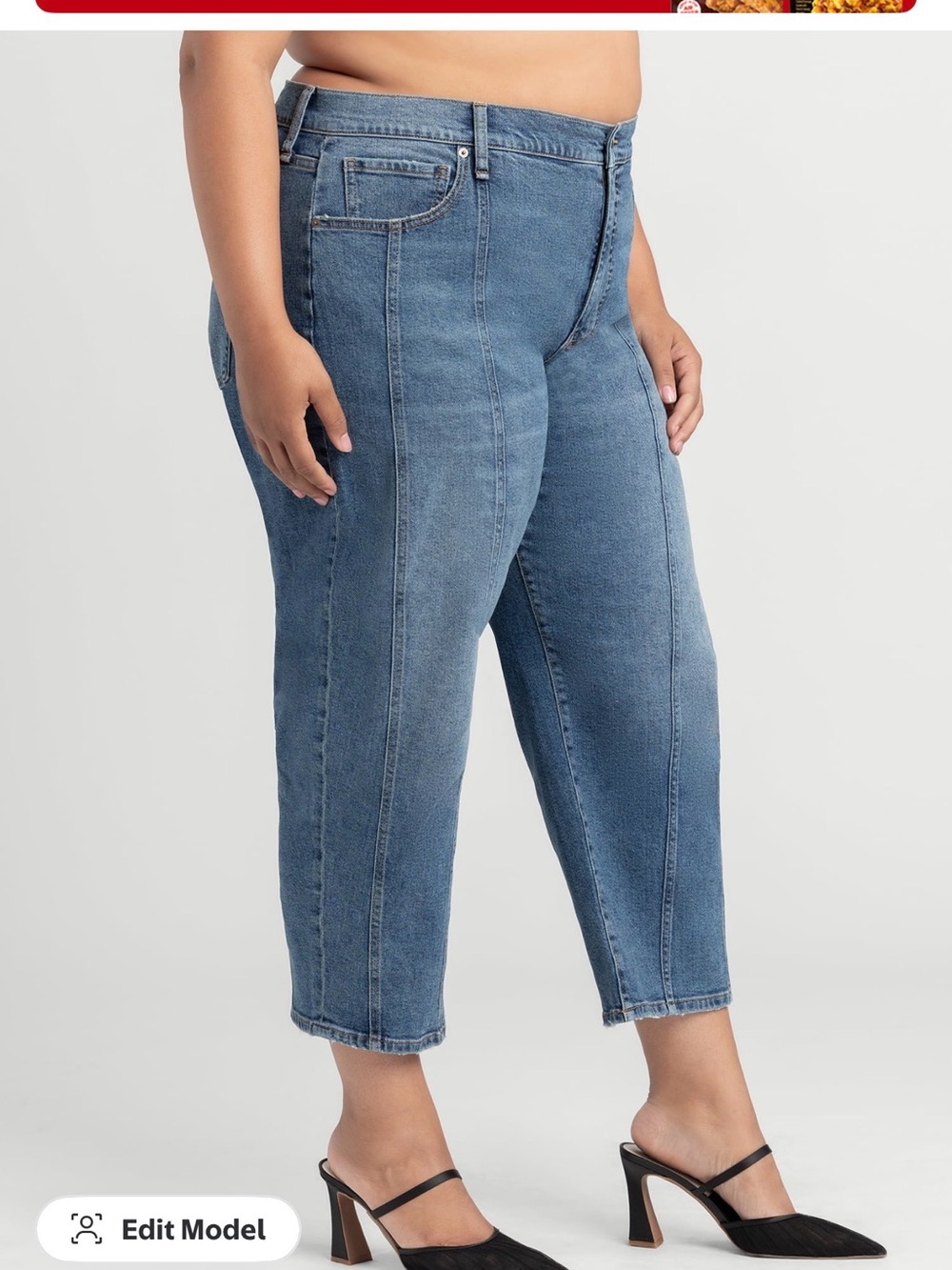 Jessica Simpson Plus-Size Mid Wash Cropped Barrel Jeans